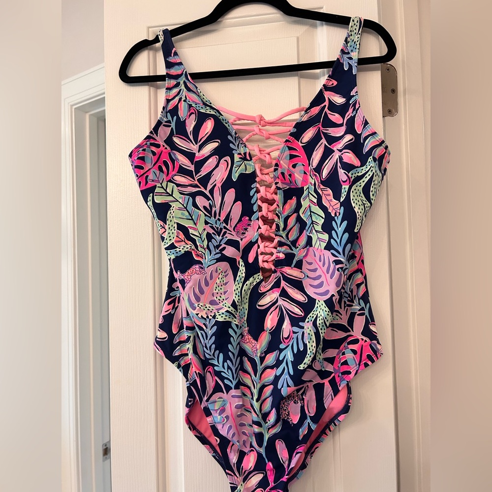 Lilly Pulitzer Isle Lattice One-Piece Swimsuit Size 14 EUC